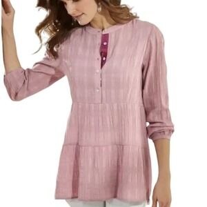 Soft Surroundings Gloria Gauze Long Tunic Top‎ - Lilac XS EUC